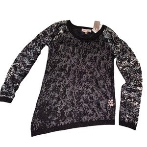 Philosophy Black Gauze Top with Asymmetrical Hem, NWT